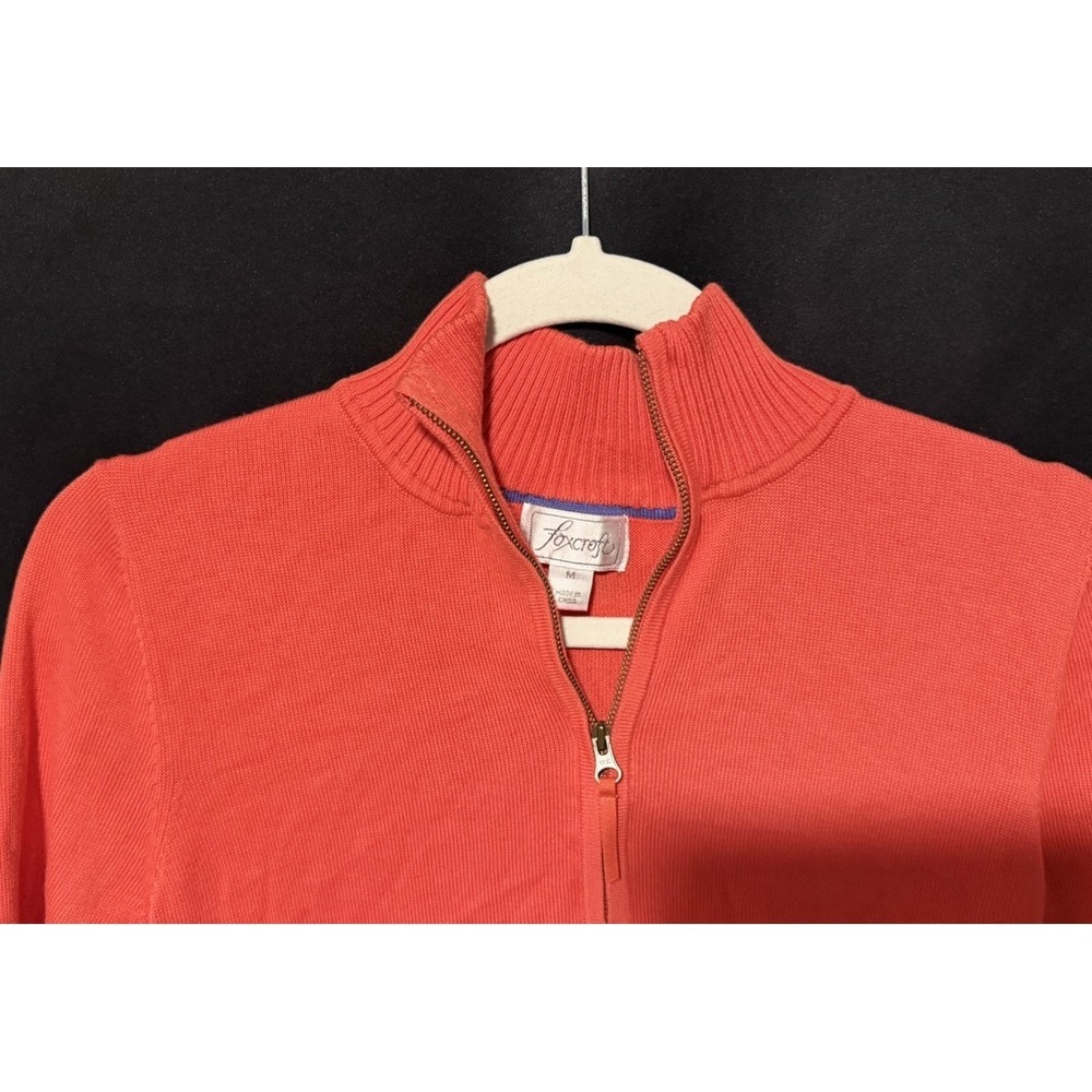 Foxcroft Pumpkin Supima Cotton Quarter 1/4 Zip Pullover Sweater Medium Orange - Picture 3 of 8